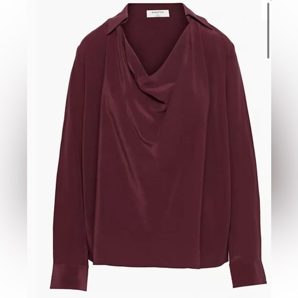 ARITZIA BABATON RICH MAROON REIHANA SILK LONG SLEEVE TOP SIZE MEDIUM NWT - Picture 8 of 9